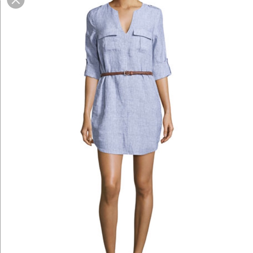 Joie “Rathana” Linen Shift Dress Blue